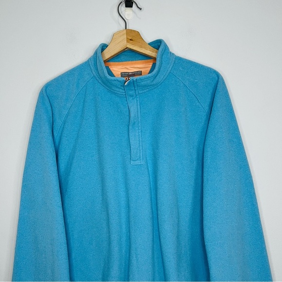 Peter Millar Warmth Blue Fleece 1/4 Button Snap Pullover XL - Picture 2 of 6